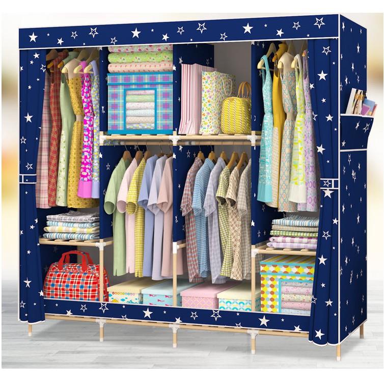 Tủ vải khung Gỗ 4 buồng cực lớn 170*170*45