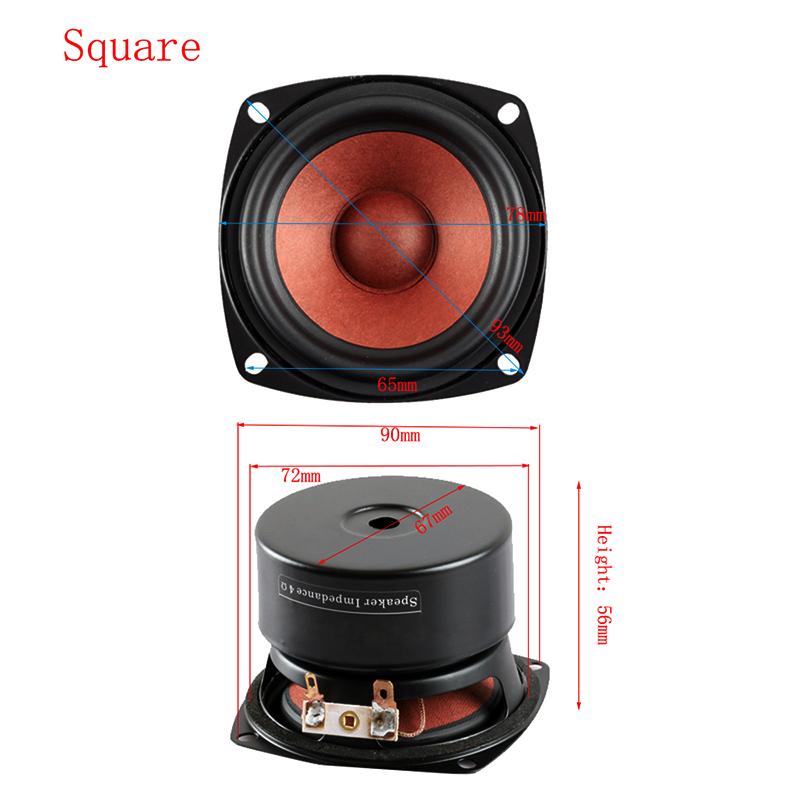 Trình Điều Khiển Loa Toàn Dải 3 Inch 15W 4Ohm 8Ohm Âm Thanh Nhạc Hifi Loa Bluetooth Cho Giá Sách Âm Thanh DIY 1Pc Màu sắc: 4Ohm Vuông 1Pc