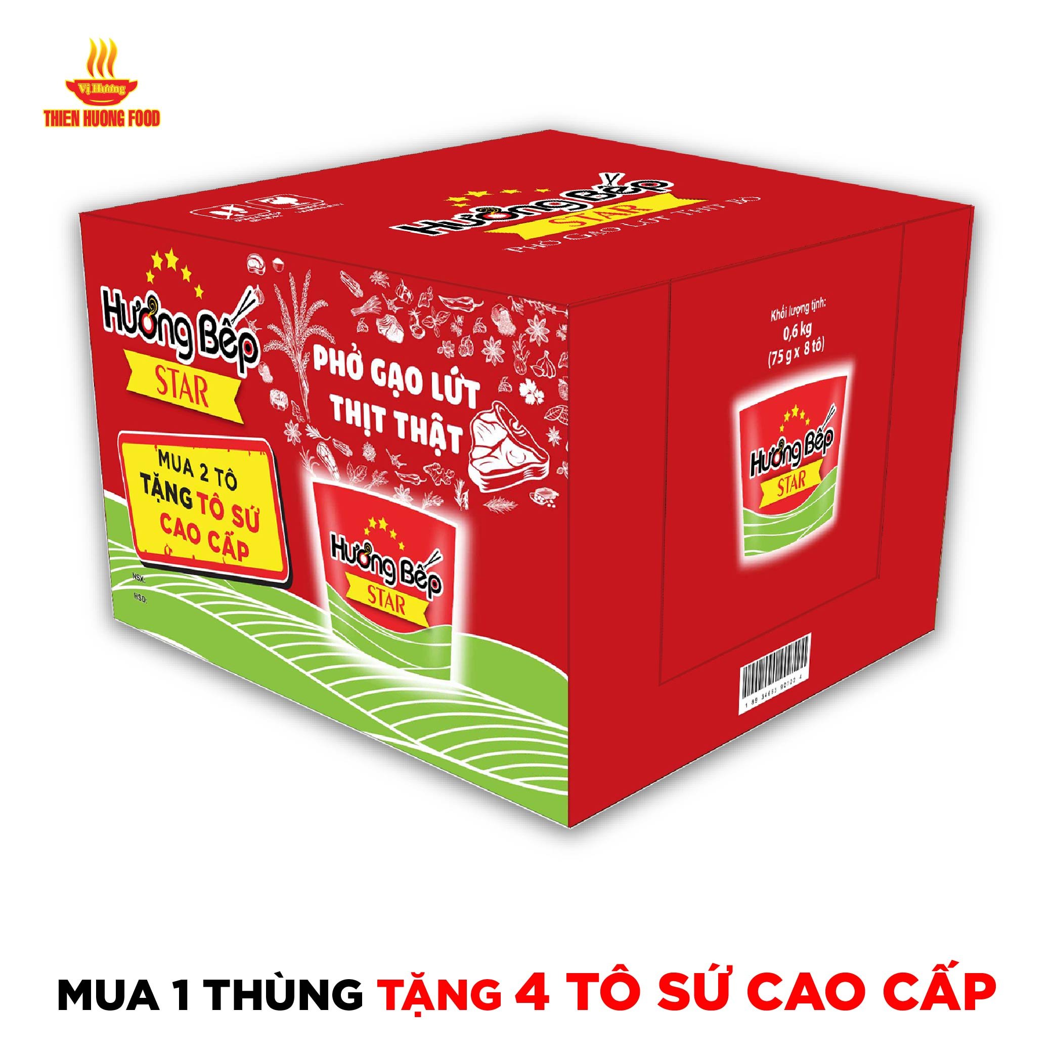 Thùng 8 tô Phở Gạo Lứt Thịt Bò Hương Bếp Star 75gr/Tô