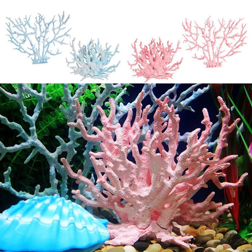 Artificial Plant Plastic Coral f/ Aquarium Fish Tank Background Decor L Blue