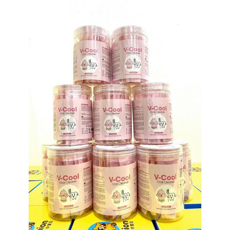 Hộp 30 gạc rơ lưỡi tiệt trùng dạng que và Vcool, que gạc rơ lưỡi thần thánh an toàn vệ sinh cho bé