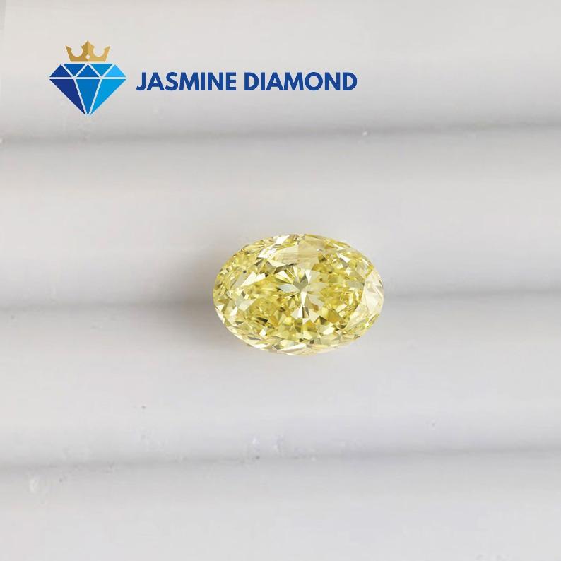 Kim cương nhân tạo Mỹ Moissanite giác cắt Oval màu vàng vivid