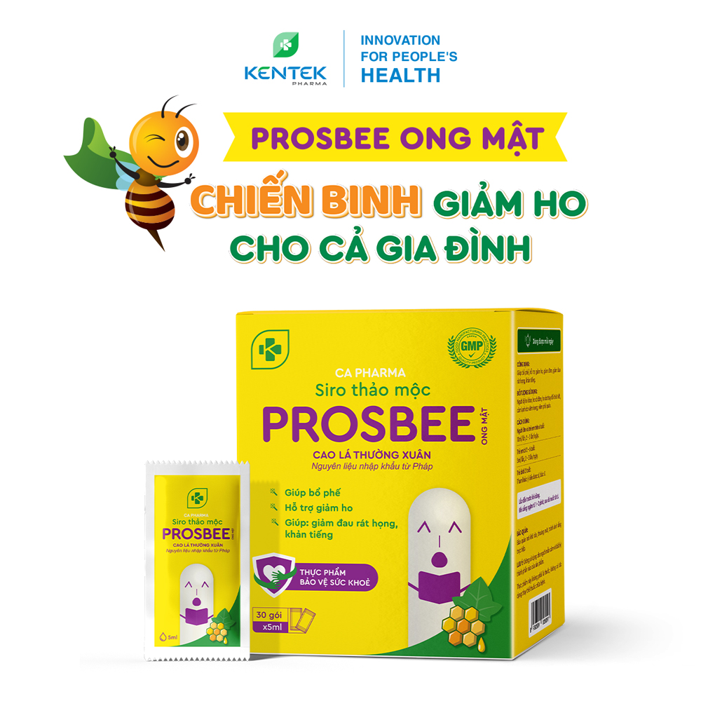 Siro ho thảo dược PROSBEE ONG MẬT giúp giảm ho, bổ phế dành cho trẻ em (Hộp 30 gói x 5ml)