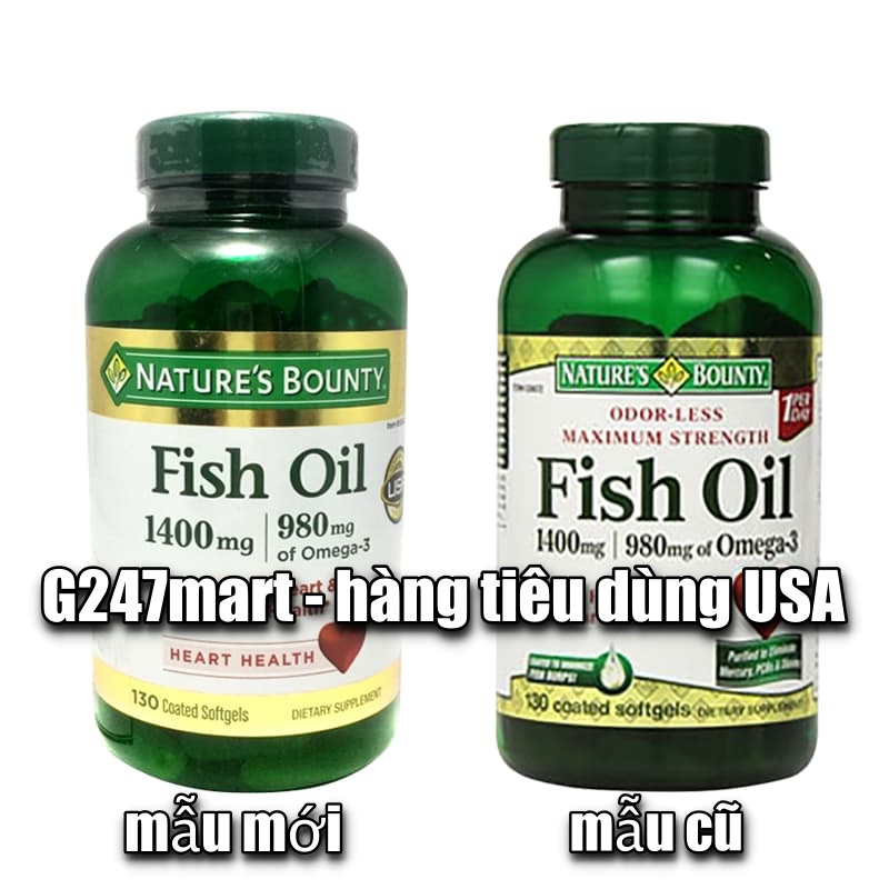 Thực phẩm bổ sung nhập Mỹ Dầu Cá Nature's Bouty Fish oil 1400mg - Hỗ trợ Mắt, Tim mạch