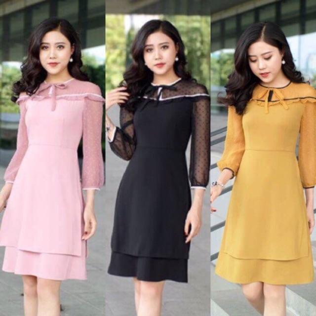 Đầm giả áo dài vai bèo
