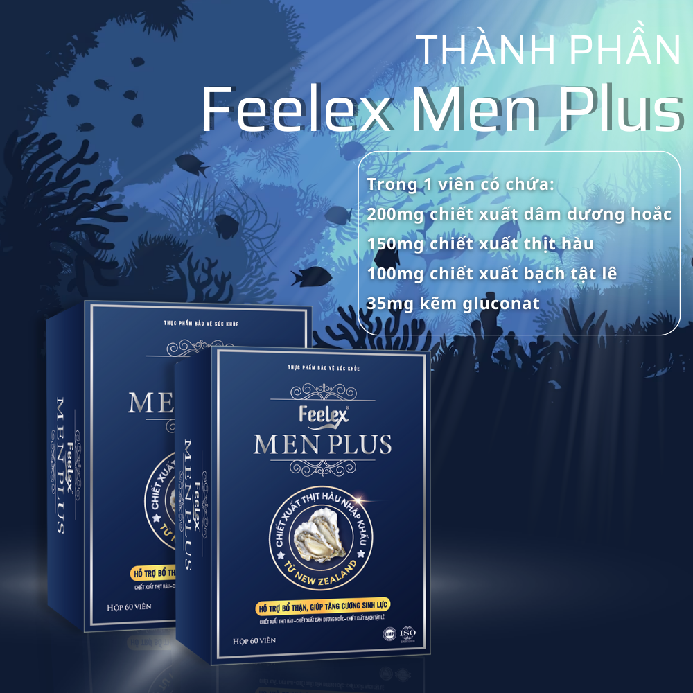 Viên uống Feelex Men Plus, tăng cường testosterone cho nam giới, khẳng định bản lĩnh phái mạnh - Lọ 60 viên