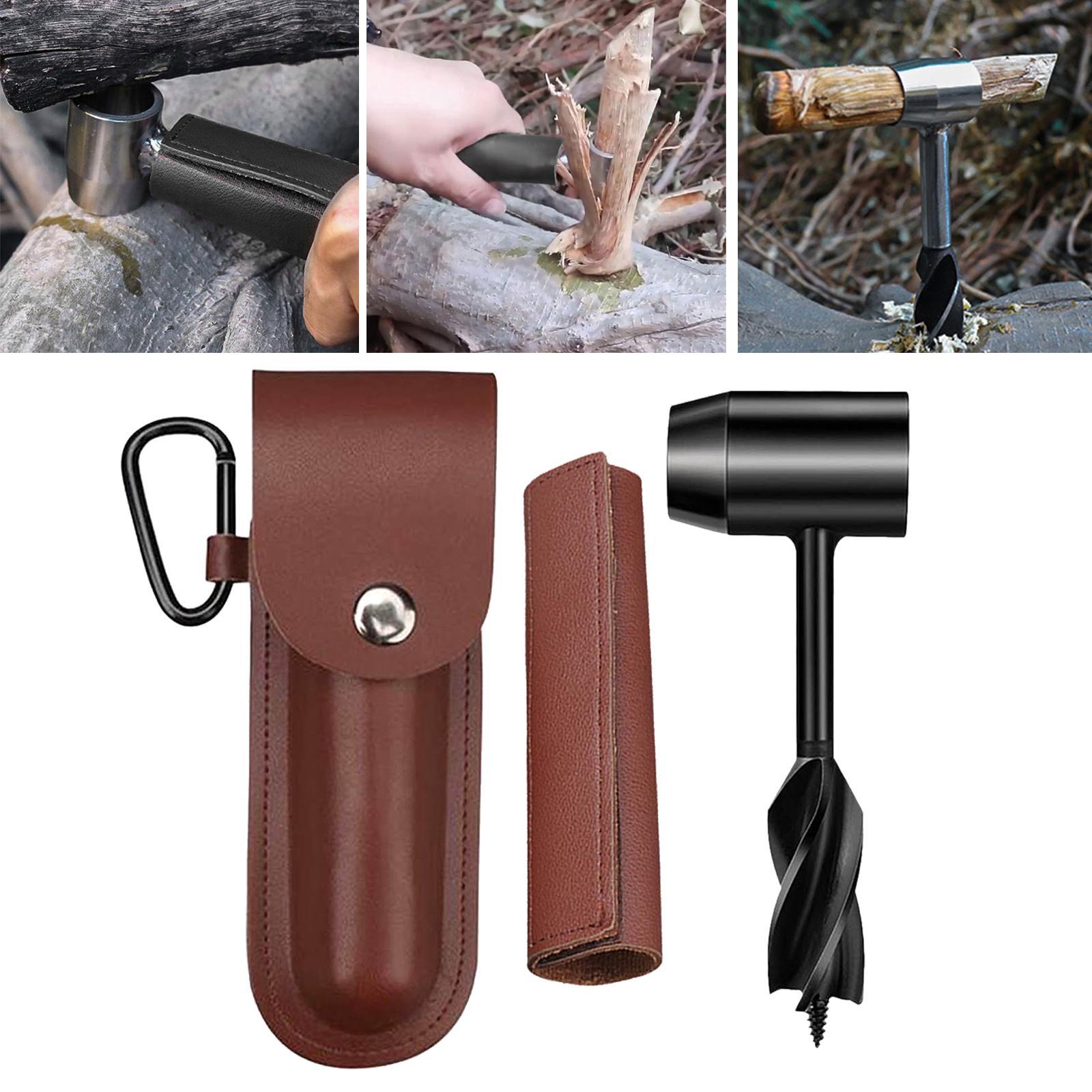 Hand Wood Auger Drill Bit Wrench Survival Emergency Tool for Camping Backpacking