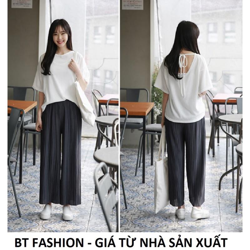 Quần Dài Thun Dập Ly Ống Rộng Vải Đep Cao Cấp Hot - BT Fashion (QD02) + Hình Thật