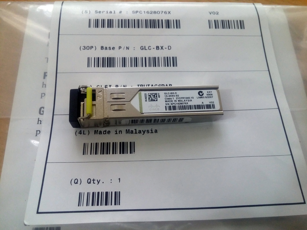 Module quang Cisco GLC-BX-D Hàng nhập khẩu 1000BASE-BX, 1490TX 1310RX, Single LC 10KM