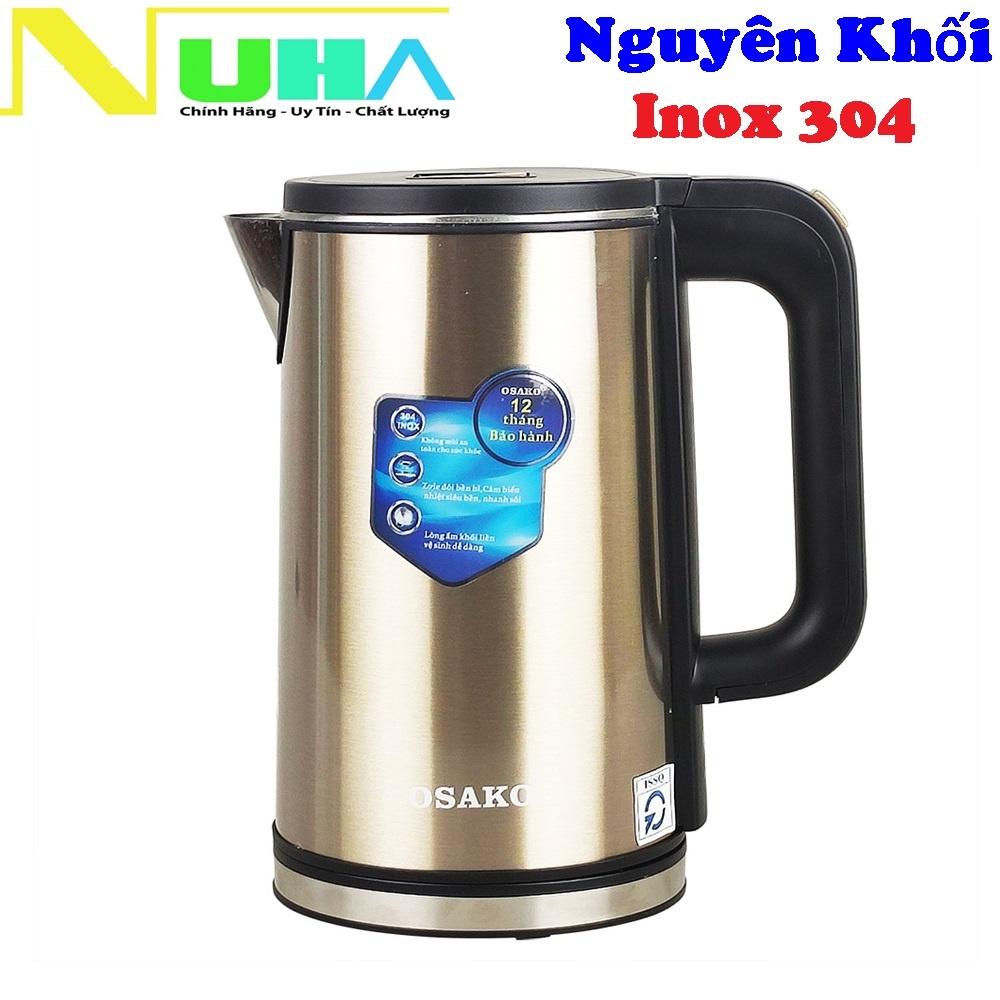 [Hàng Chính Hãng]Ấm siêu tốc 2 lớp 2L Osako OSA-250 lòng ấm inox 304 nguyên khối, công suất 1500W