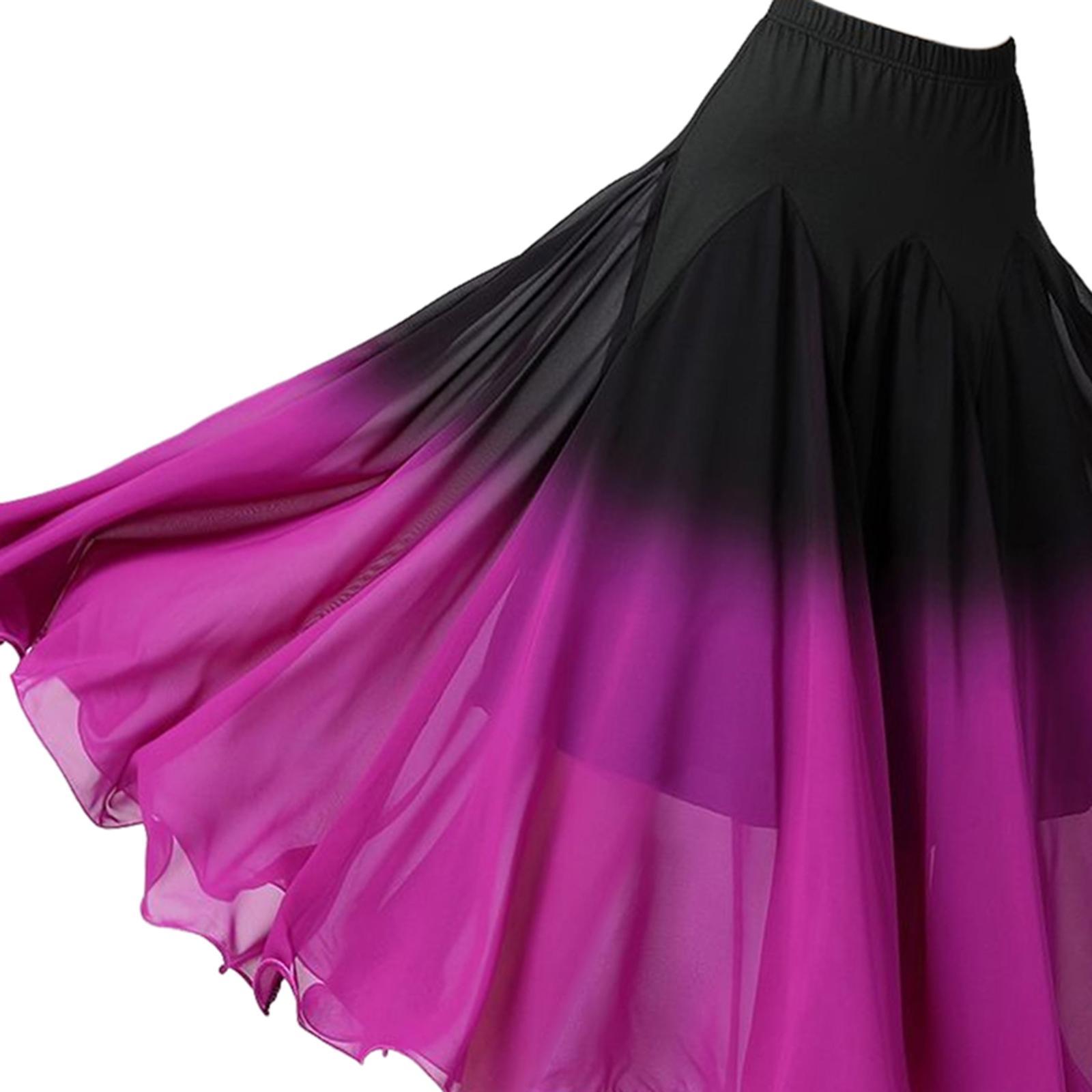 Womens Ballroom Dance Skirt Long Swing Skirt Dance Practice Elegant Party Dress Fashion