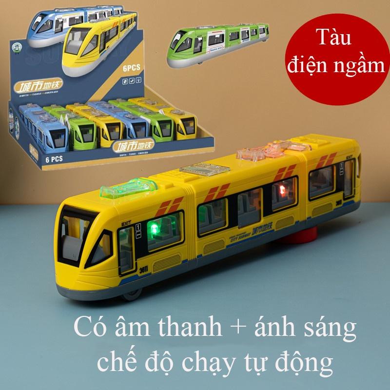 Đồ chơi tàu điện ngầm có âm thanh và ánh sáng với chệ độ tự chạy nhiều màu sắc