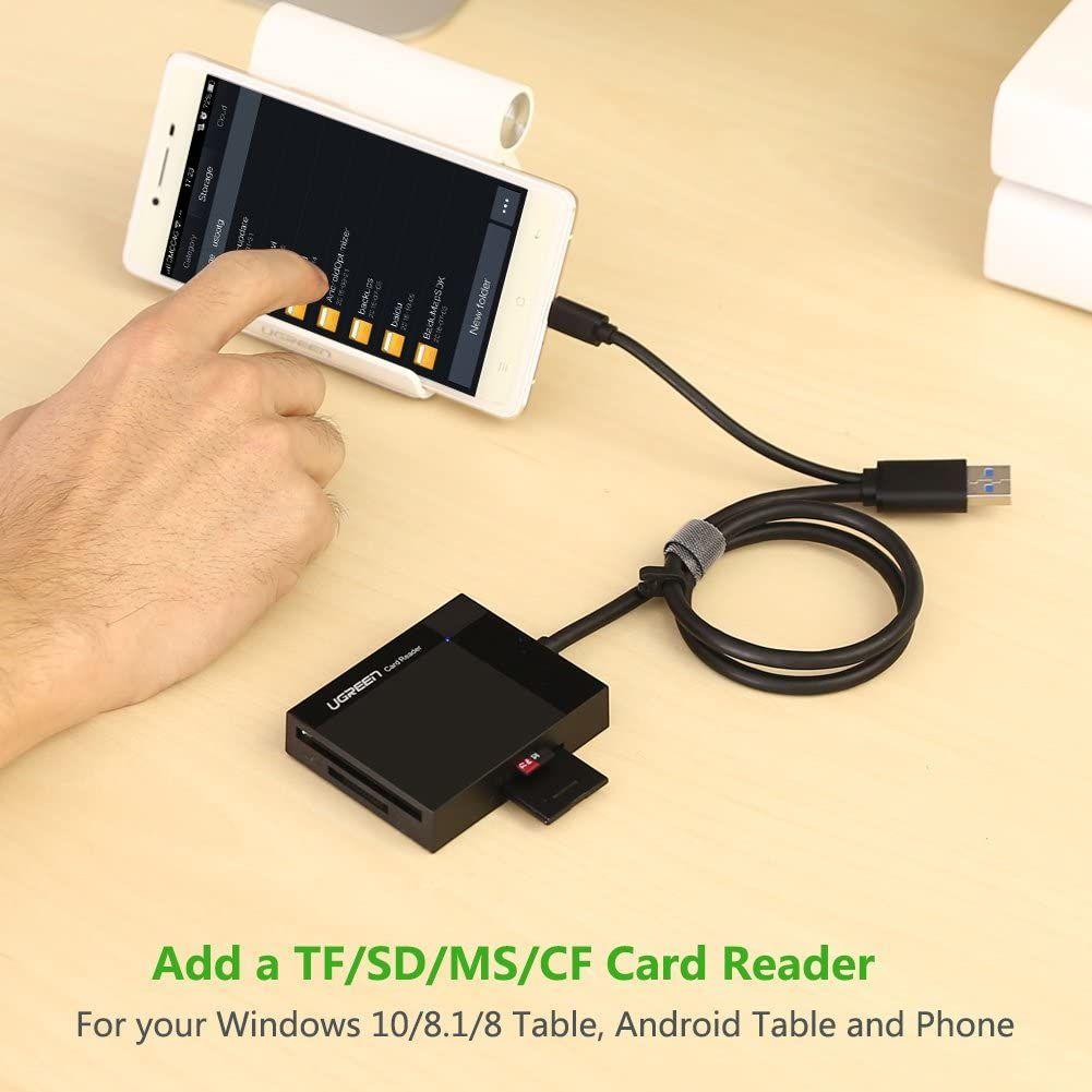 Ugreen UG30334CR125TK 1M màu đen đầu đọc thẻ USB 3.0 All in One có OTG cổng micro cho android - HÀNG CHÍNH HÃNG