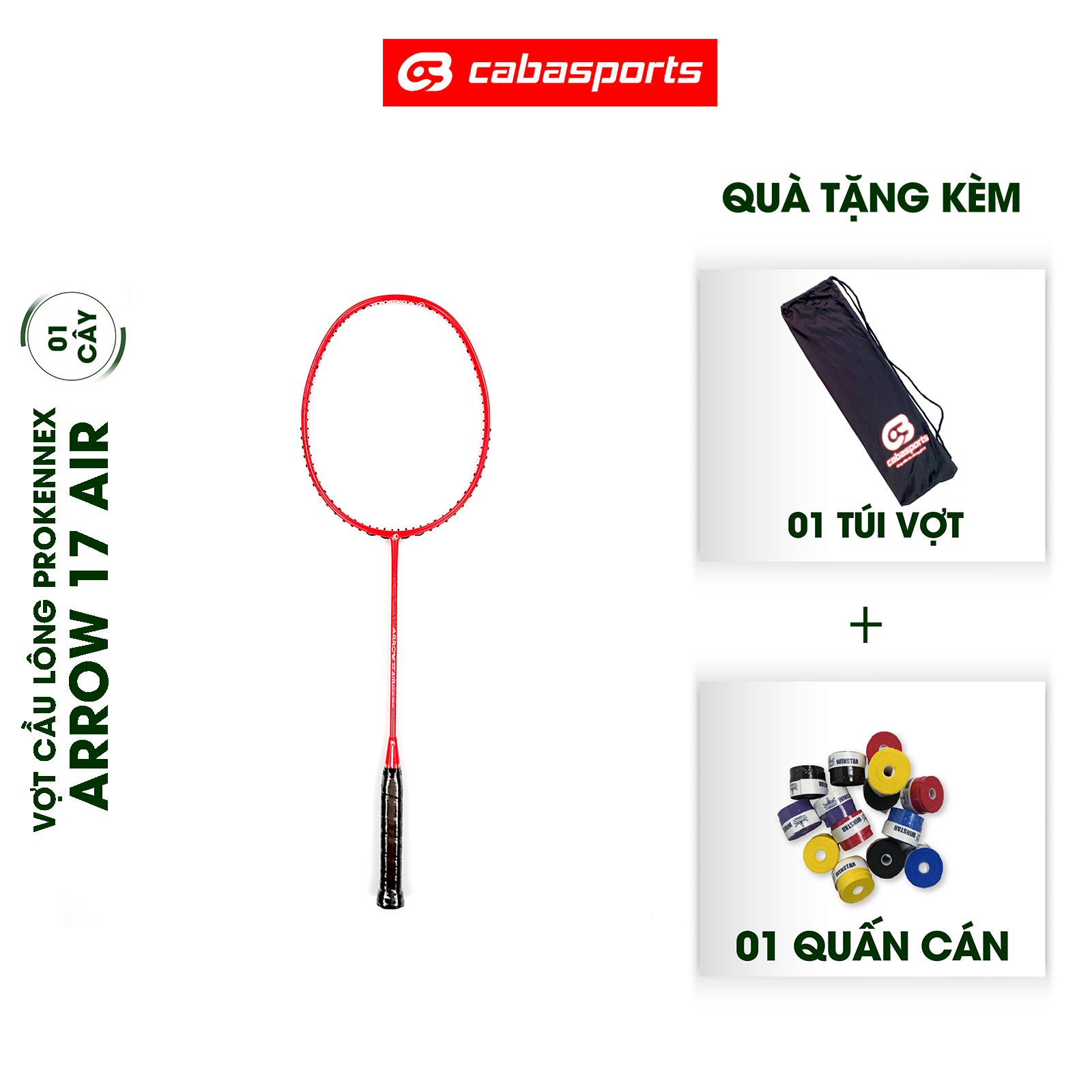 VỢT CẦU LÔNG ĐÃ ĐAN LƯỚI PROKENNEX ARROW 17 AIR 7U SIÊU NHẸ CHẤT LƯỢNG CHÍNH HÃNG (1 cây) - Tặng kèm quấn cán