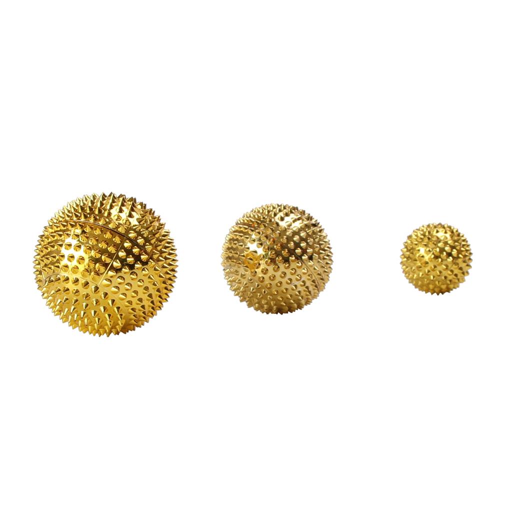 3pcs Palms Foot Massage Tool Body Acupressure Spiky Plantar Fasciitis Massage Balls 3.2 cm + 4.5 cm + 5.6 cm Gold / Sliver