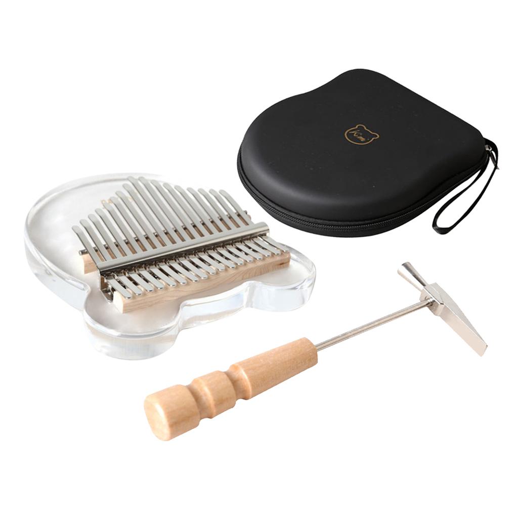 Đàn Kalimba Mbira 17 phím thân nhựa acrylic trong suốt kèm búa chỉnh âm, hình dán và khăn vệ sinh
