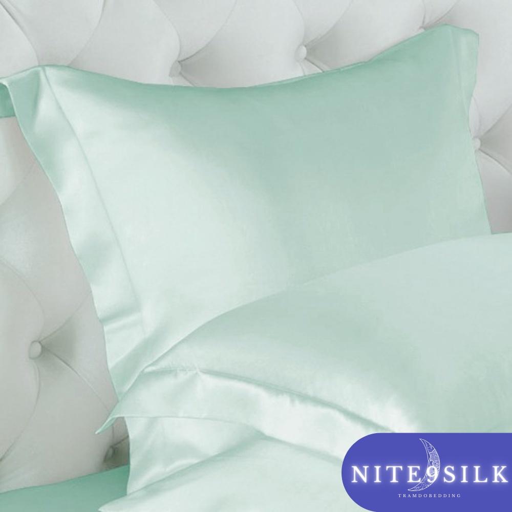 Chăn Ga Giường Lụa Êm Ái Chuẩn 5 Sao - Bộ Chăn Ga Gối Lụa Cao Cấp 5 Món - Màu Xanh Ngọc - Nite9 Silk