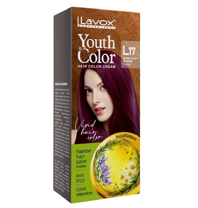 (Tím Đậm) Kem Nhuộm Tóc Màu Thời Trang Lavox Youth&amp;Color L17 - Dark Violet Blonde