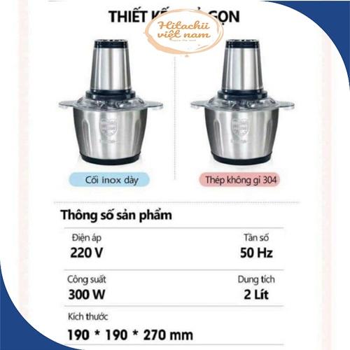 Máy Xay Thịt, Máy Xay Đa Năng Cối 2L inox Cầm Tay 2 Chế Độ 4 Lưỡi Dao Siêu Bền, Cối Xay inox - BH 6 Tháng