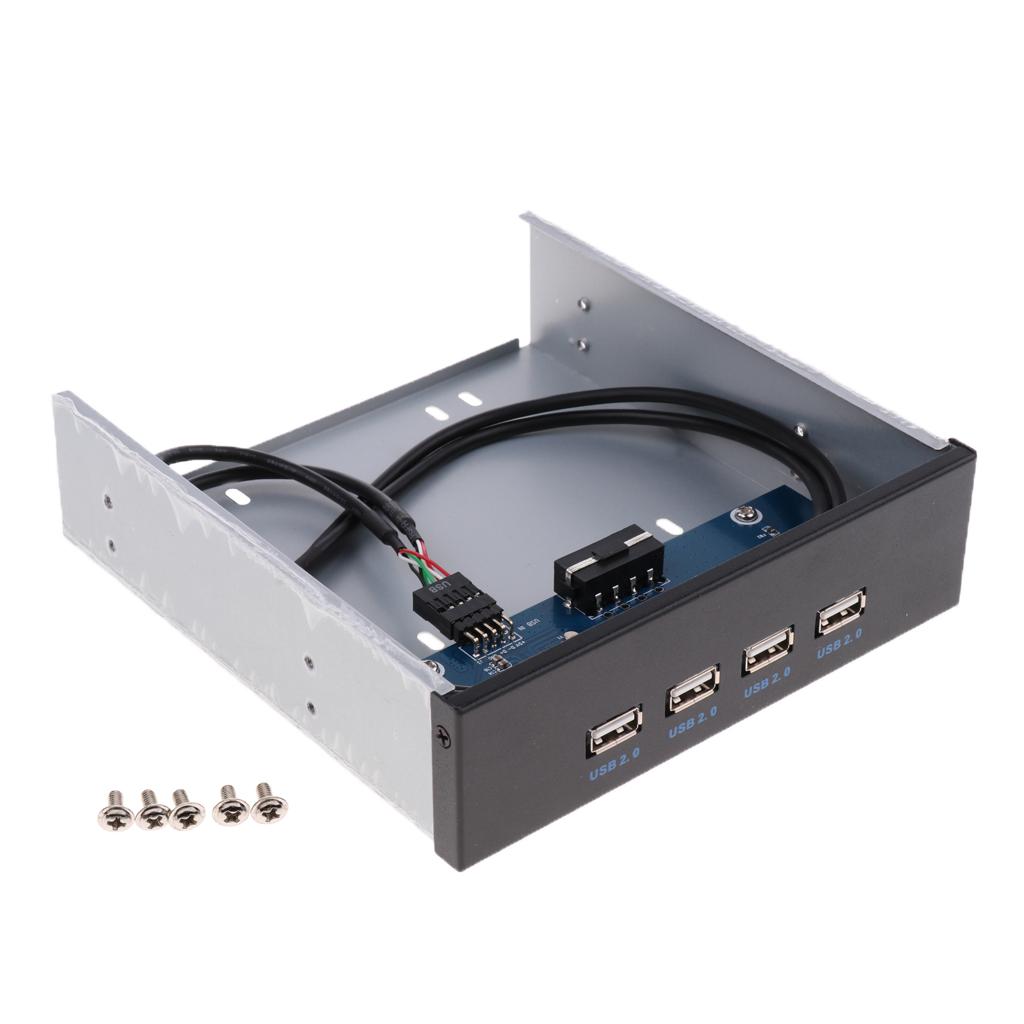 USB 2.0 Front Panel Hub 4 Port Expansion Bay 9Pin to USB2.0 Bracket Adapter