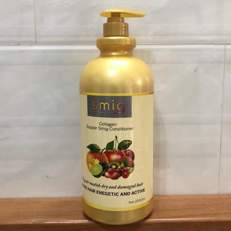 DẦU GỘI XẢ MỀM MƯỢT, HƯƠNG TRÁI CÂY SMIG CHAI TO CHUYÊN DÙNG SALON TÓC 2000ML + Gội xả gói Karseell 15ml