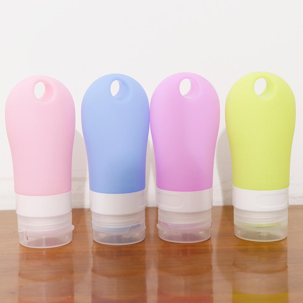 4 Pieces Portable Refillable Silicone Empty Cosmetic Containers for Travel