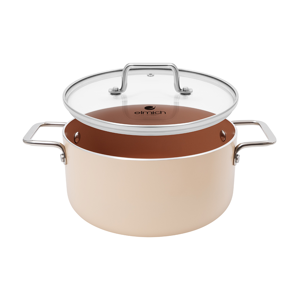 Bộ nồi chống dính Ceramic Elmich Mocha EL5246MC01 Size 16, 20, 24cm