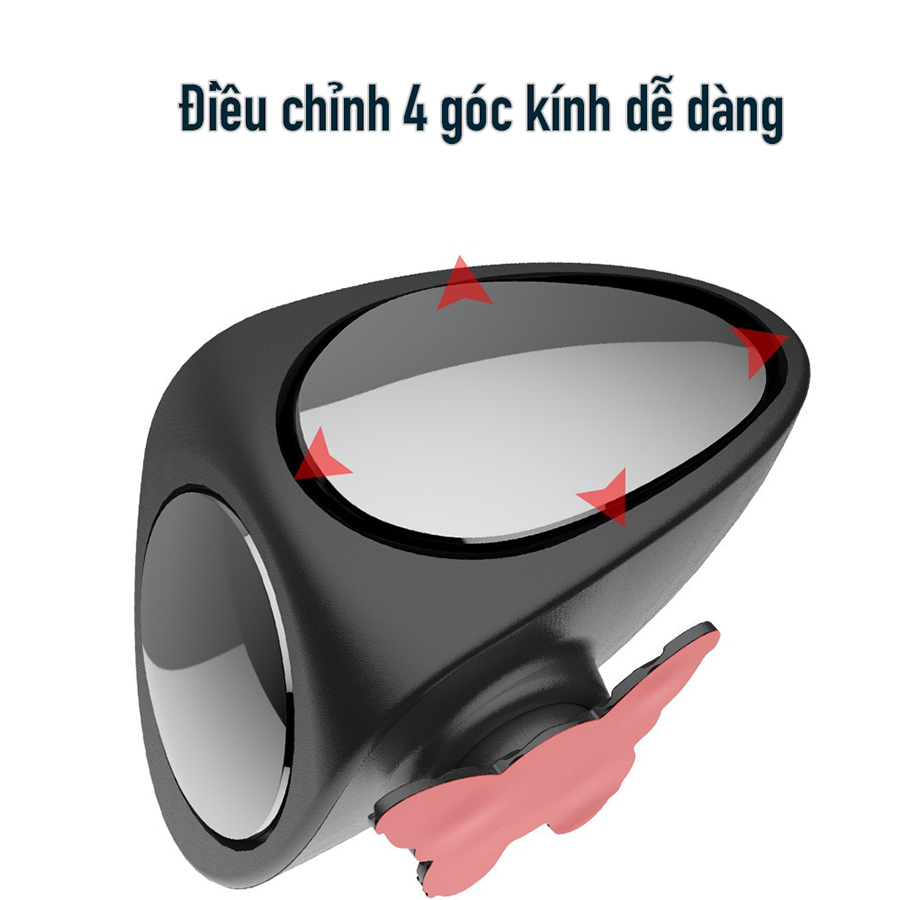 Gương cầu lồi 2 mặt xóa điểm mù quan sát 2 bánh xe trước sau, gương xoay 360 độ, dán lên gương kính chiếu hậu chính cho xe hơi, ô tô