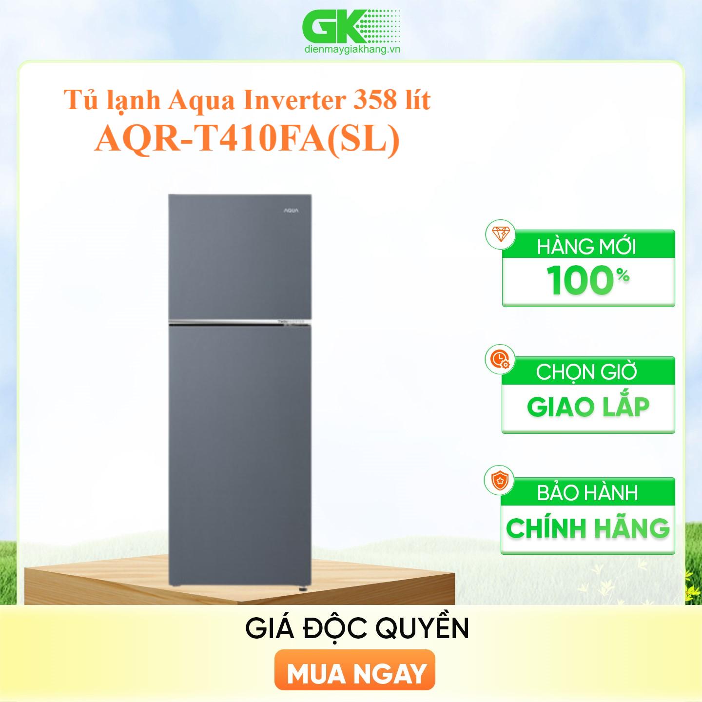 AQR-T410FA(SL) - Tủ lạnh Aqua Inverter 358 lít AQR-T410FA(SL) - Hàng Chính Hãng - Chỉ Giao Hồ Chí Minh