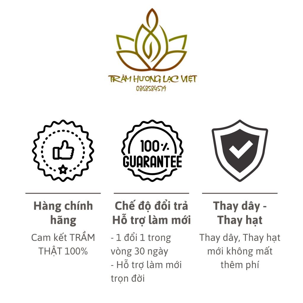 Vòng Tay Trầm Hương 108 Hạt Sánh Chìm Mix Charm Hoa Sen Vàng Phú Quý và Bánh Xe Pháp Luân Vàng - Lạc Việt Trầm Hương