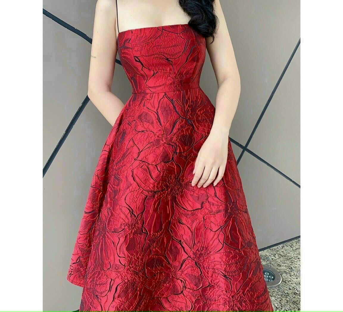 Đầm gấm hoa cao cấp ( có mút)