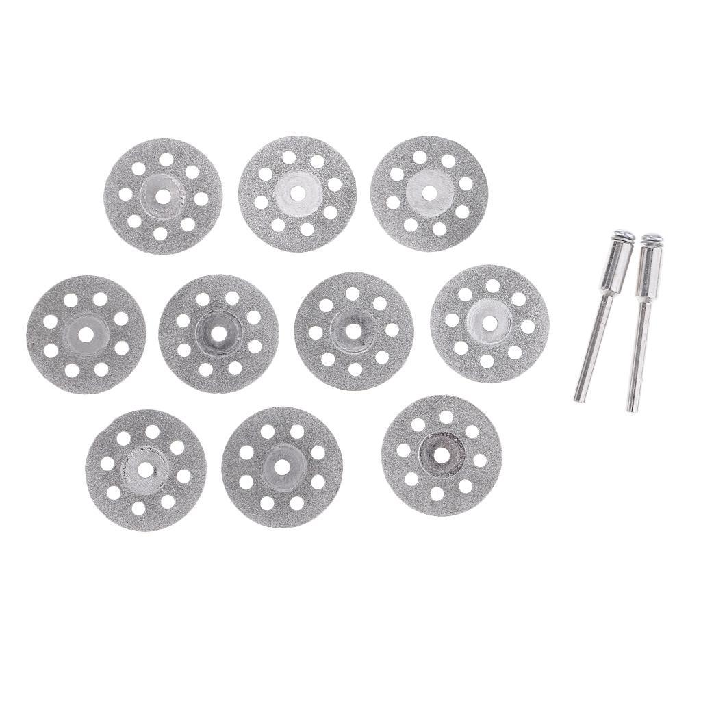 10 Piece Diamond Cutting Wheels Cut Off Discs Drill Bit with Mandrel For Rotary Tool Stone Blade 22mm 25mm 30mm 35mm 40mm