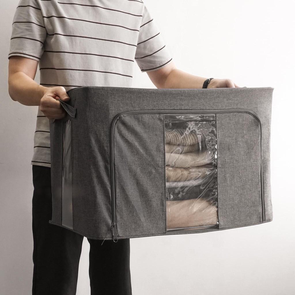 Thùng vải canvas khung inox giúp lưu trữ chăn ga tiện gọn theo phong cách Bắc Âu size lớn nhất