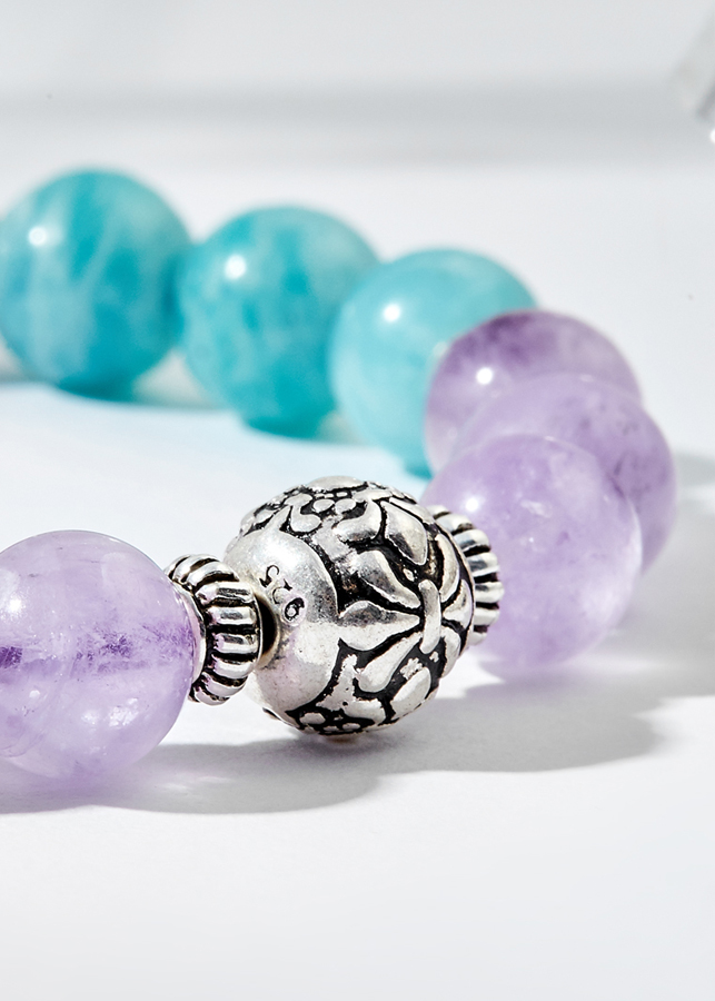 Vòng tay Amazonite Mix Thạch Anh tím Ngọc Quý Gemstones