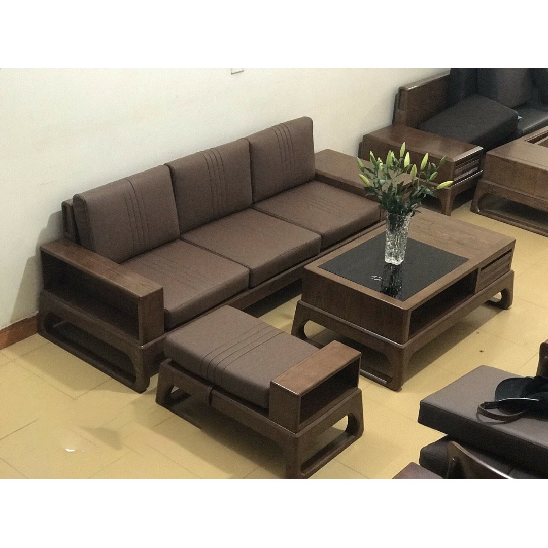 Combo sofa gỗ sồi có nệm