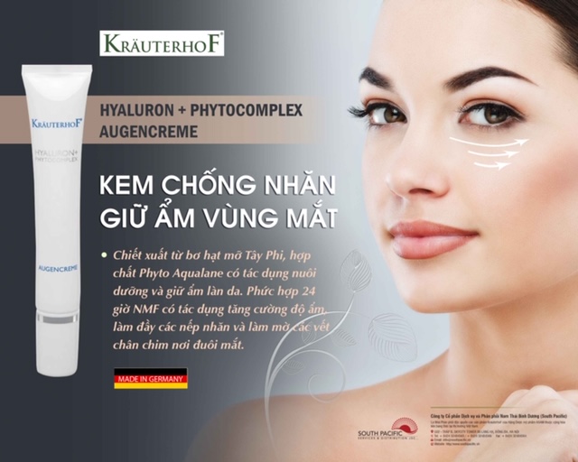 KEM DƯỠNG CẤP ẨM CHỐNG NHĂN VÙNG MẮT HYALURON+PHYTOCOMPLEX AUGENCREME – 20ML