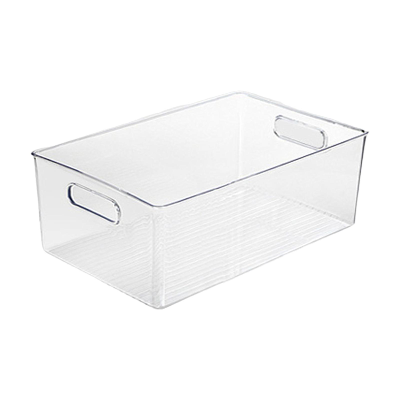 2x Transparent Storage Organizer Bin with Handle for Kitchen