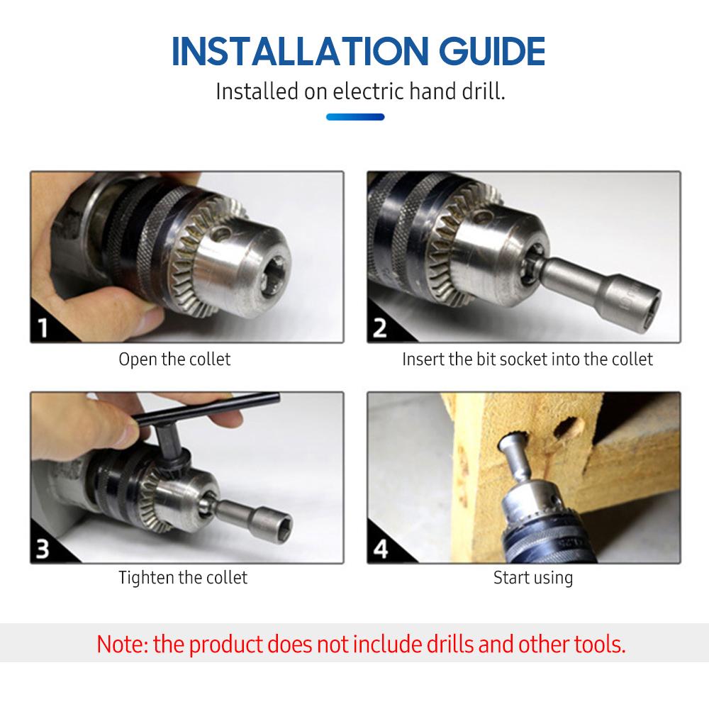 15 Pcs Power Nut Driver Drill Bit Set 5.5-19mm Chrome Vanadium Steel Hex Bit Socket Set Wrench Screw Drill Bit Holder for Electric Drill with Storage Case