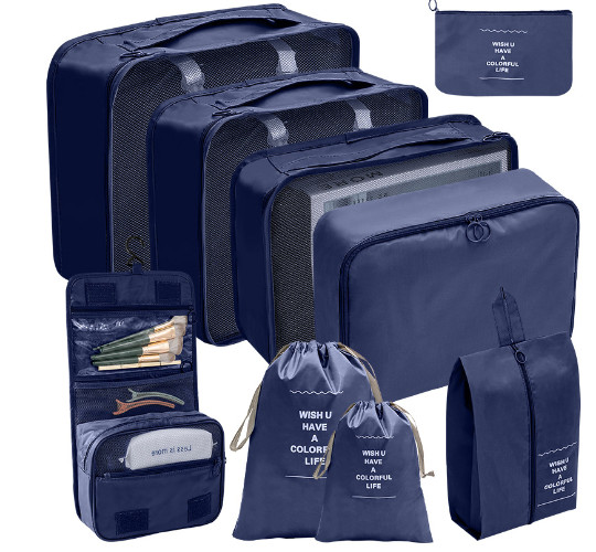 Set bộ 9 túi đựng đồ du lịch chống thấm ,bộ 9 túi đựng quần áo đồ trang điểm mỹ phẩm khi đi dã ngoại đa chức năng