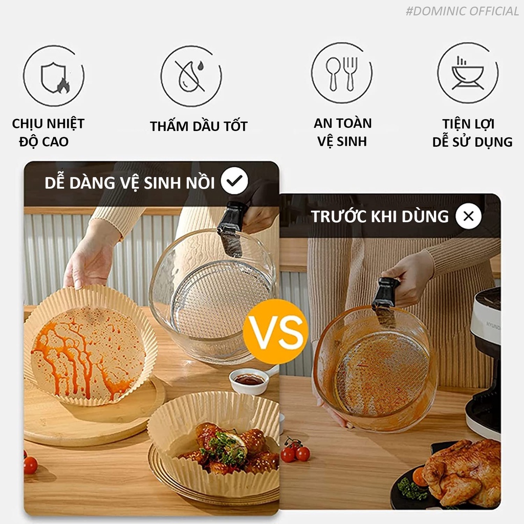 Giấy Lót Nồi Chiên Miếng Giấy Nến Lót Chống Thắm Chống Dính Tiện Dụng Set 30 Cái