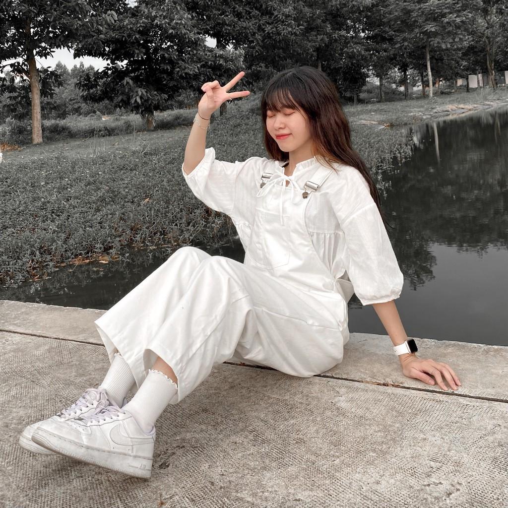 Yếm Quần Chất Kaki Dập Chỉ Nổi Phong Cách