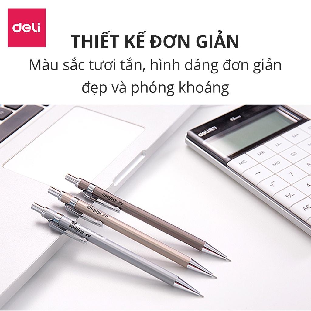 Bút Chì Kim Bấm Thân Kim Loại Ngòi 0.5mm Kèm Đầu Tẩy Học Sinh Deli - Phù Hợp Cho Văn Phòng, Nhà Trường, Vẽ Kĩ Thuật