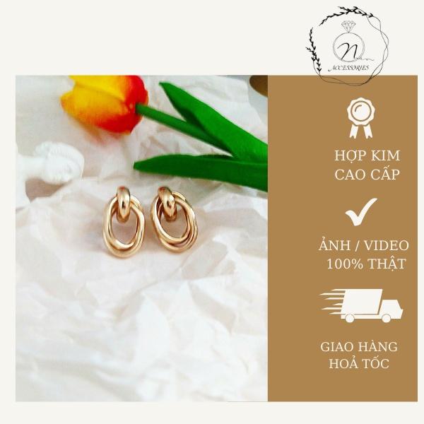 NQSTORE khuyên tai hợp kim mạ vàng phong cách retro dáng dài