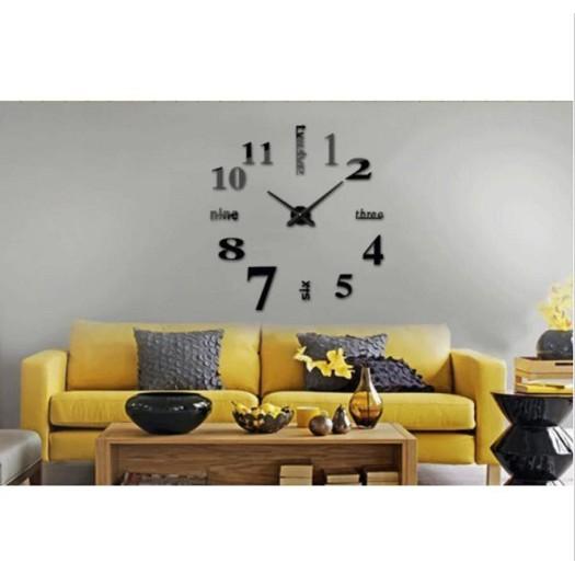 Đồng hồ dán tường Châu Âu cỡ lớn DIY 3D trang trí cao cấp
