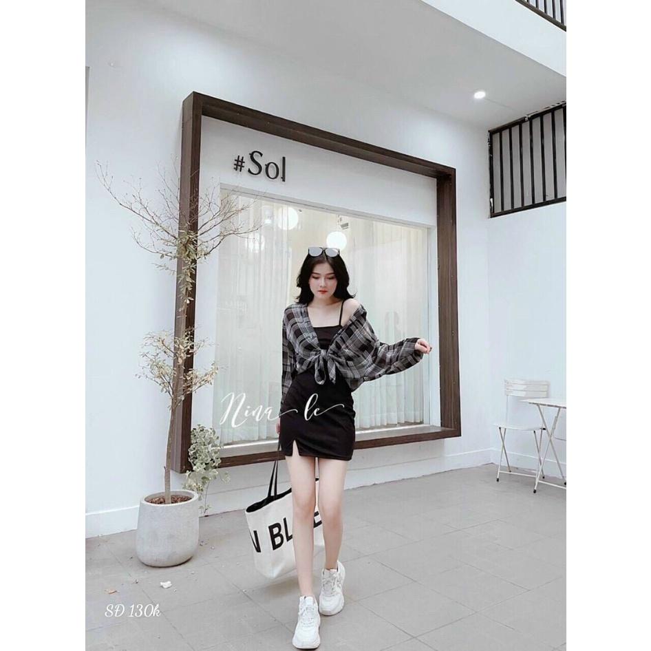 Đầm hai dây kèm khoác thời trang nữ xinh xắn hot teen