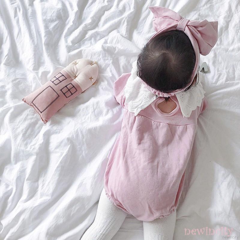 Bộ áo liền quần tay dài màu trơn phong cách Hàn Quốc cho bé gái