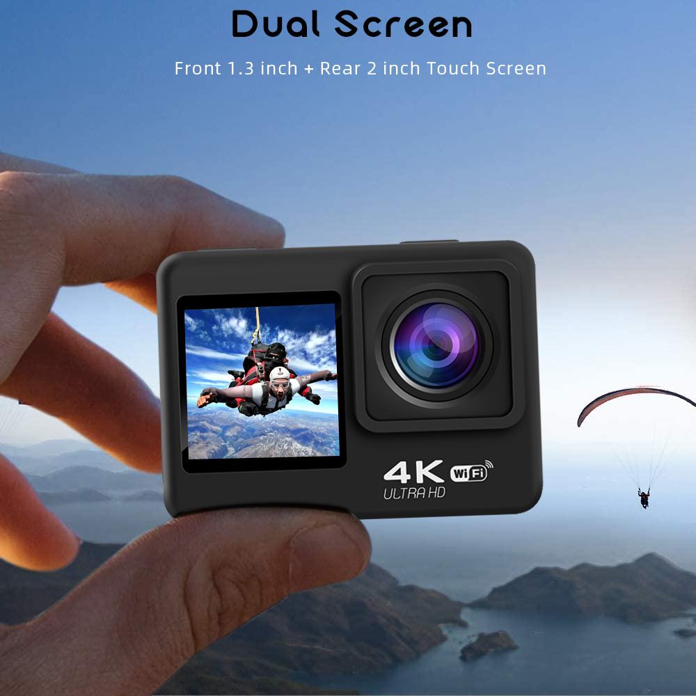 Camera Hành Động HD 4K 60fps 1080P 120fps WiFi 2 Inch 170D Ổn Định Chống Nước Dưới Nước Video Thể Thao Cam EIS Zoom 4x