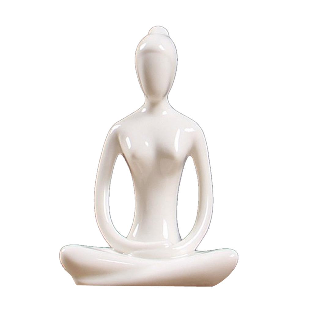 4x Ceramic Yoga Figure Ornament Statue Sculpture for  Desk Decor