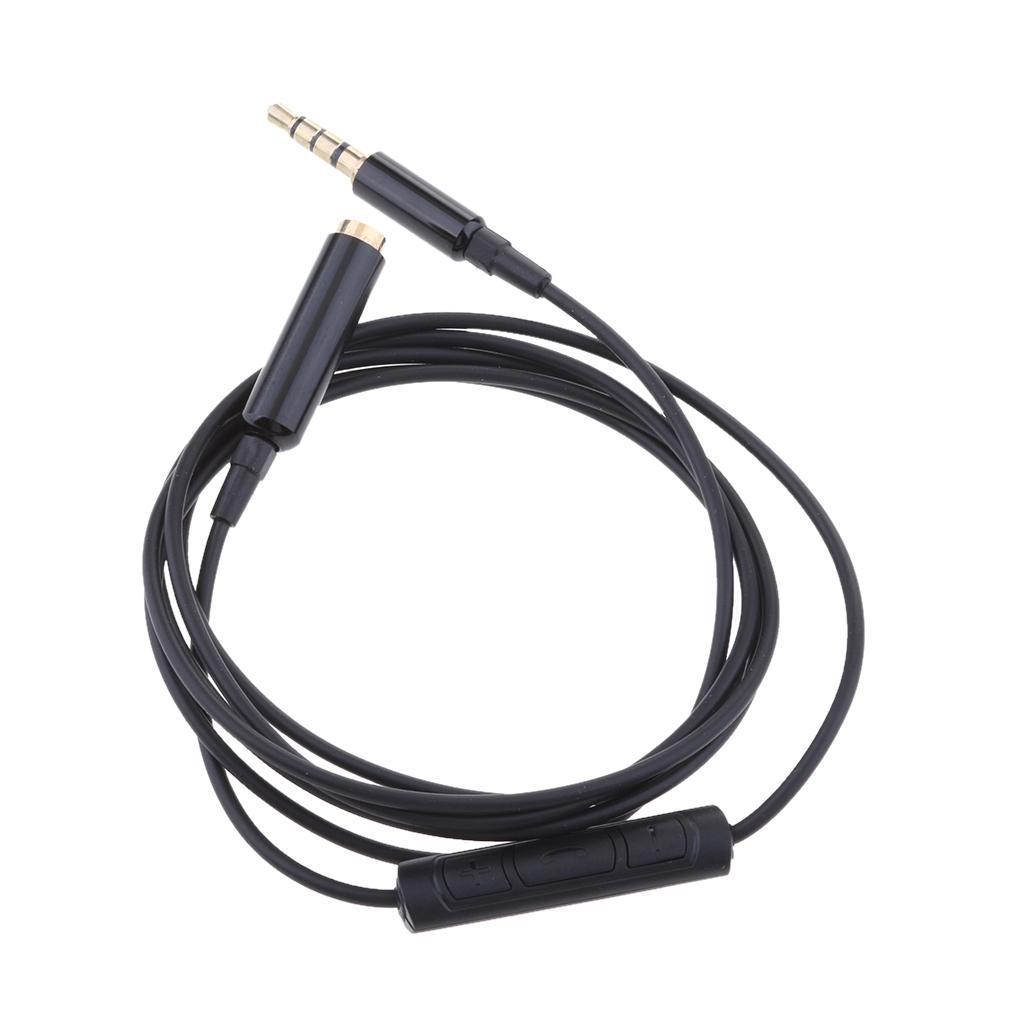 2x 3.5mm Male to Female Stereo with Remote & Mic Audio Cable Wire 1.2m Black