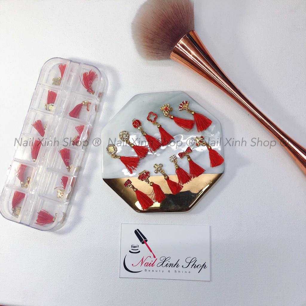 Khay charm 12 ô trang trí móng tay, phụ kiện nail mẫu tết nguyên đán, nail-art